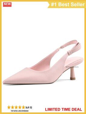 Women's Kitten Heel Slingback Pumps Pointed Toe Low Heel Dress Shoes